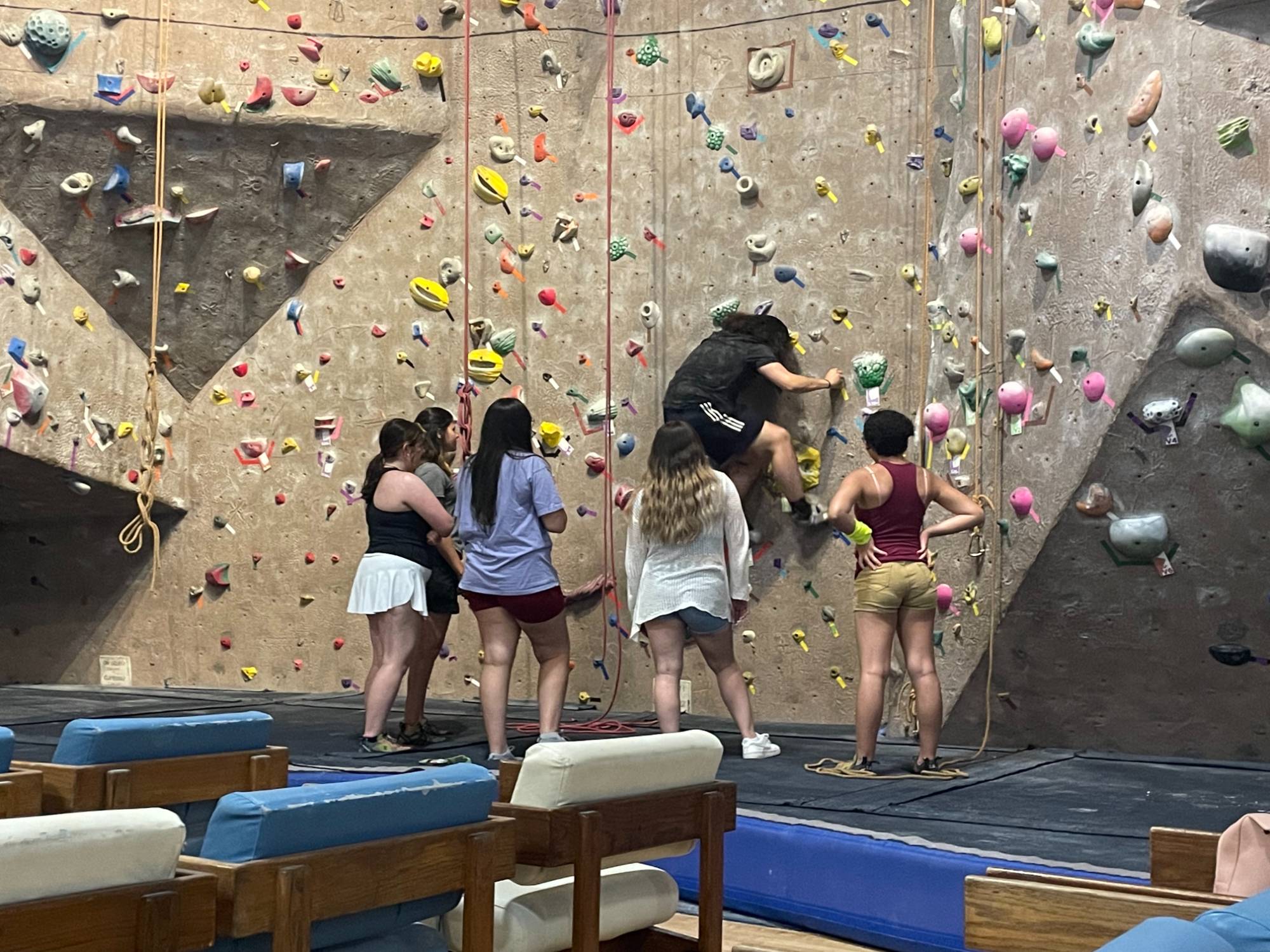 Students rocking climbing at the Rock Climb Center at Grand Valley